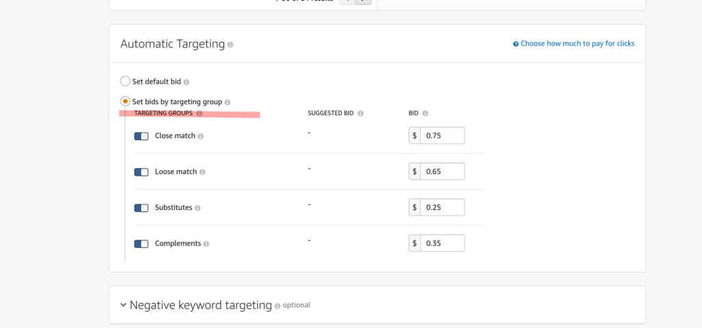 amazon ppc auto campaigns bid by target