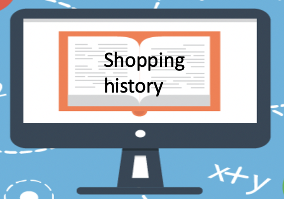 computer screeen showing shopping history